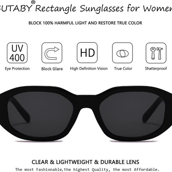 Rectangle Sunglasses Women Retro Driving Glasses 90s Vintage UV400 Protection - Picture 4 of 6